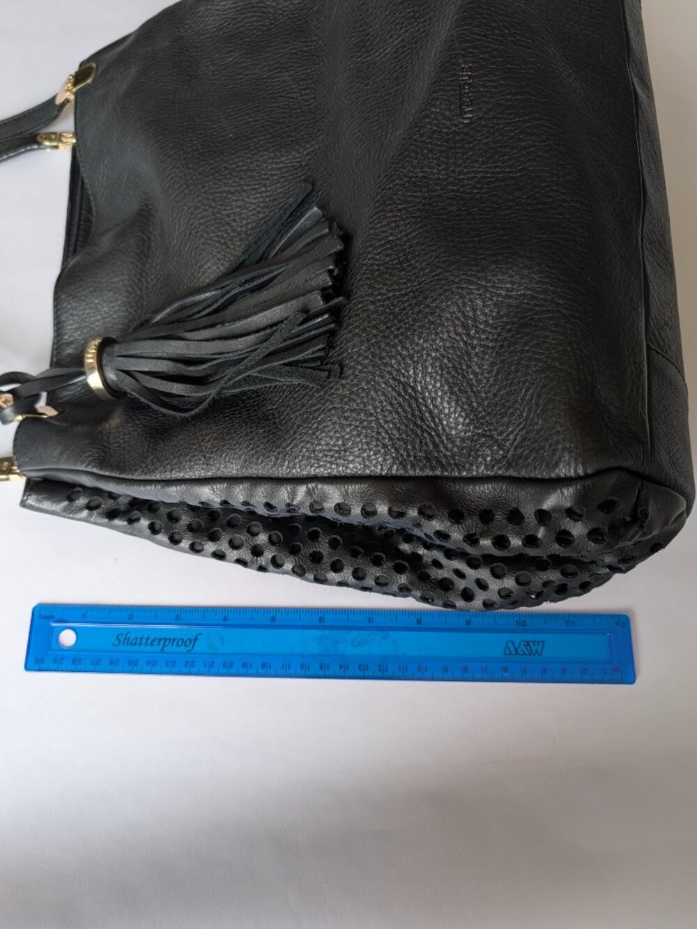 Uterque Large Black Leather Luxury Bag - Picture 8 of 10